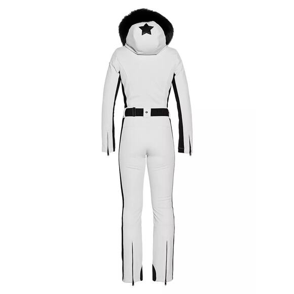 Goldbergh Parry Faux Fur Trim Ski Suit Jumpsuit White One Piece US 12 $1200 NEW - Picture 2 of 10